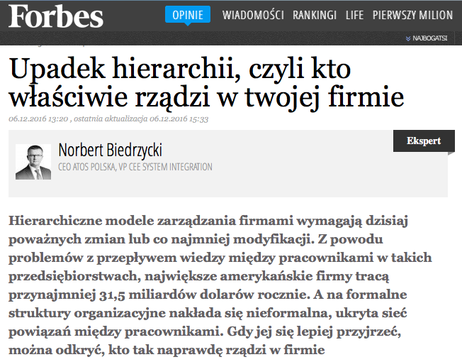 Forbes - Norbert Biedrzycki Upadek hierarchii